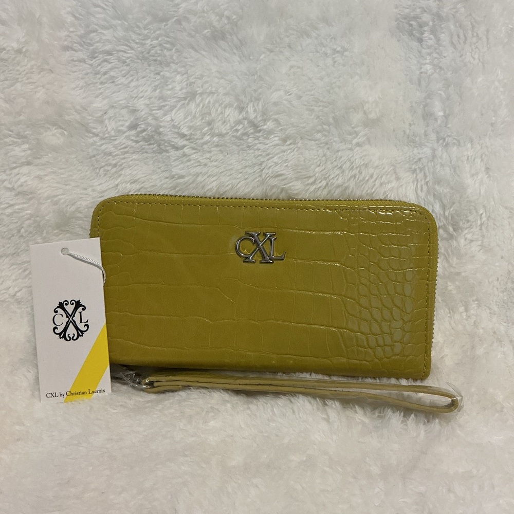 Christian Lacroix Chartreuse Croc-Embossed Wallet